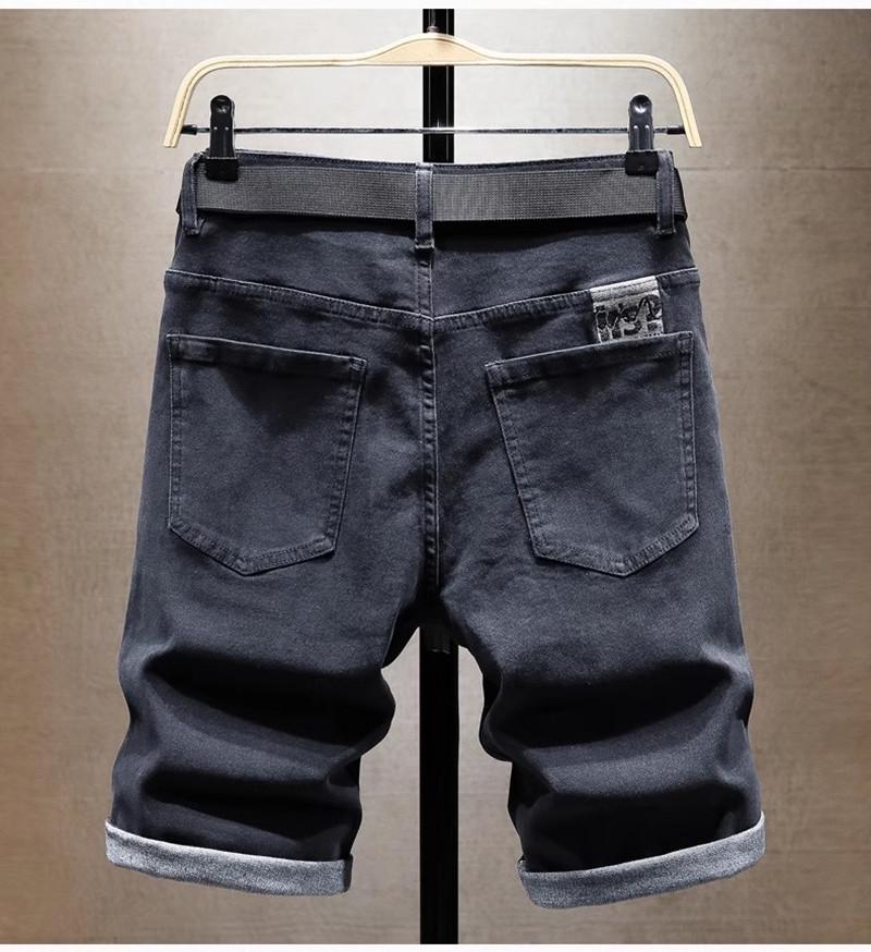 Men's Summer Slim Fit Denim Shorts with Ink-Splashed Print and Diamond Accent