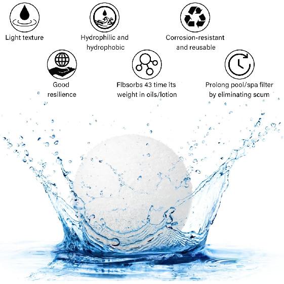 Scum Balls for Spas Hot Tub, 6 Pack Reusable Hot Tub Scum Absorber, Pool Filter Balls Surface Oil Absorbing Removes Scum Oils, Washable Floating