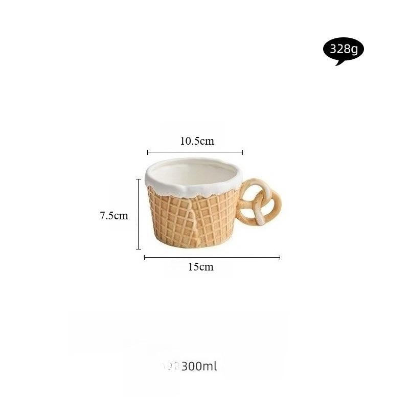 Creative Retro Cookie Shaped Ceramic Coffee Cup pretzel shape коричневый