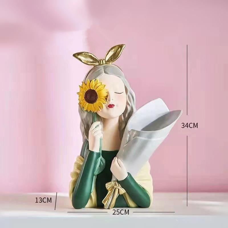 Niedliche kreative Brautstrauß Mädchen Ornamente Skulptur Statue Geschenke Wohnzimmer TV-Schrank Blumengesteck Moderne Heimdekoration