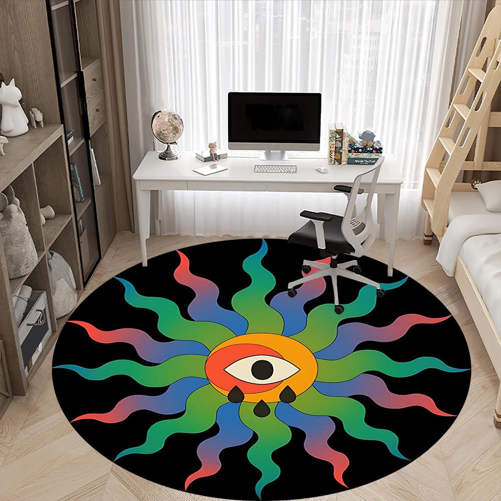 1pc Psychedelic Eye Chair Carpet for Office, Round Non Slip Durable Large Size Office Carpet, Suitable for Office