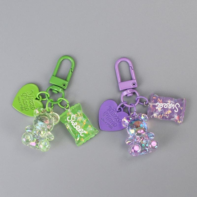 Colorful Heart Candy Keychain Ornament Stylish Keyring Accessory Unique Bag Decorations for Fashion forward Individuals