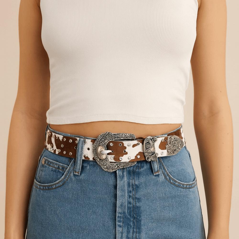 Vintage Rivet Waist Belt Gothic Y2k Waist Belt Fashion Leopard Print Belt Party