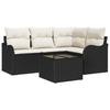 Garden Sofa Set with Storage 5 Pcs Brown Poly Rattan