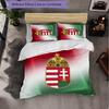 Hungary Football Pattern 3 Pieces Bedding Set Soft Microfiber Duvet Cover with Pillow Cases for Bedroom