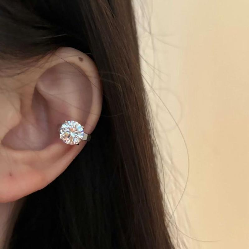 1 Pair Trendy Earring Jewelry Silver Round Zircon Earrings For Women Prevent Allergy Party Accessories Gift