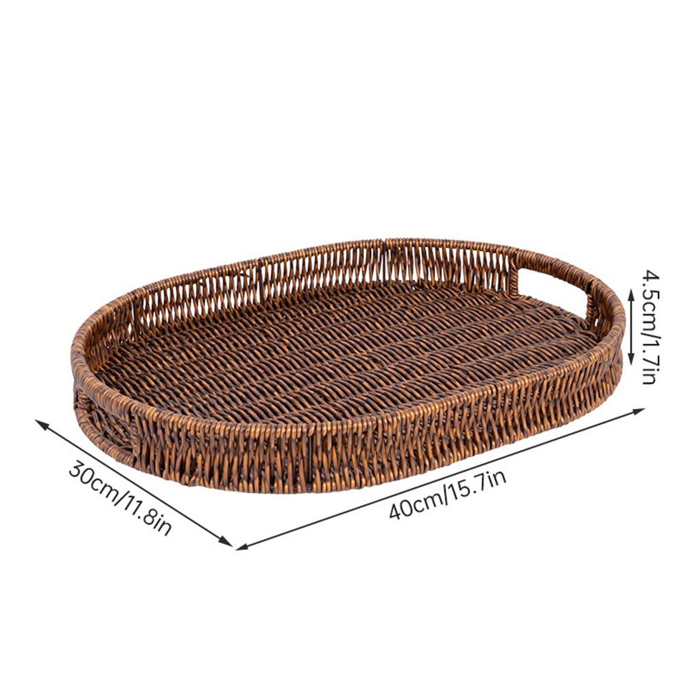 Hand-Woven Imitation Rattan Basket Multipurpose Food Storage Basket Bread Basket  Household Storage