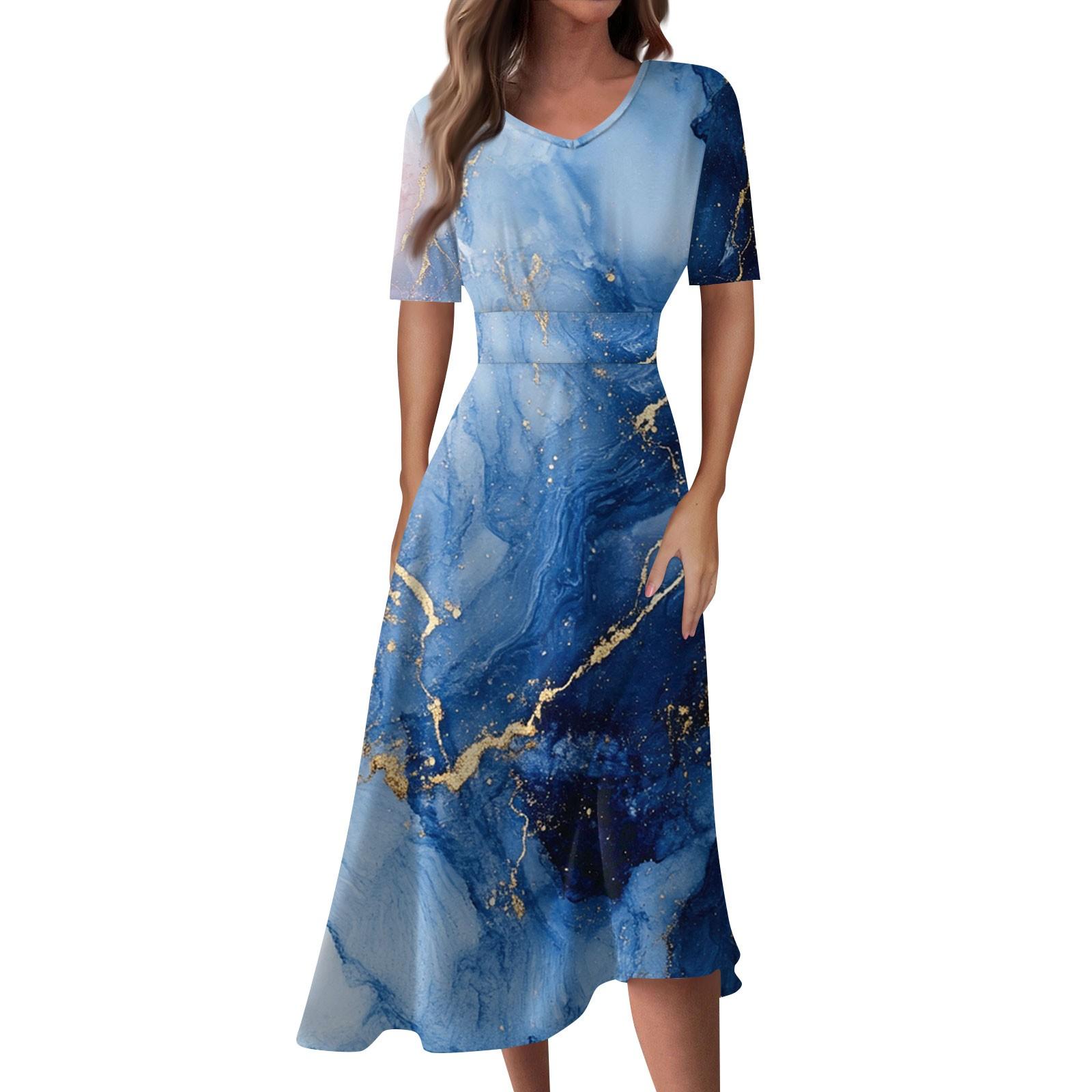 

Женское повседневное модное длинное свободное платье с v-образным вырезом и коротким рукавом на талии XL