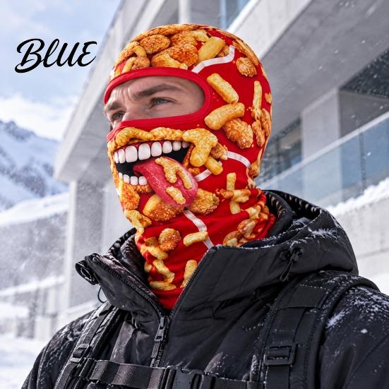 Cold Weather Face Mask Hamburger Print Skii for Winter French Fries Chicken Fastfood Cycling Guard Pattern Neck Gaiter Balaclava Velvet Full