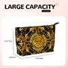Golden Lion Baroque Print Cosmetic Bag Women Large Capacity Makeup Bag Organizer Case Beauty Storage Toiletry Bags