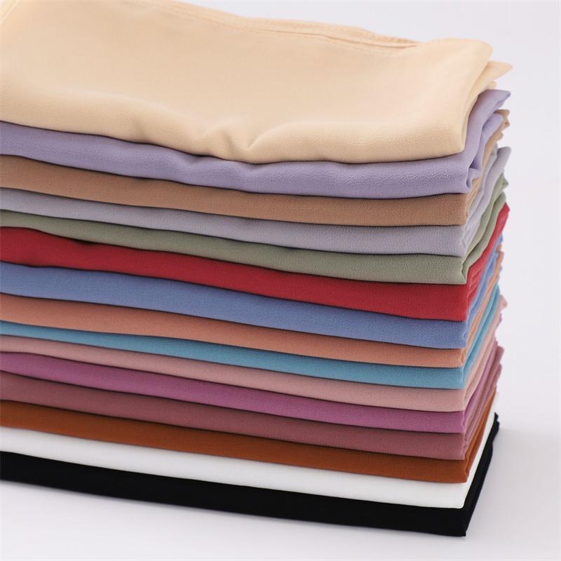 90*90cm Square Solid Color Women Chiffon Hijab Muslim Scarf Soft Ramadan Scarves Shawl Muffler Neckerchief Outdoors Bandanna