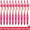 10/100 PCS Roise Retractable Gel Pens Set Black/Red/Blue Ink Ballpoint for Writing Refills Office School Supplies Stationery