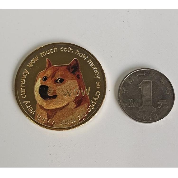 Colored Dog Head Coin WOW Dogecoin Virtual Coins Gold Plated Metal Crafts Cute Dog Pattern Printed Collection Gifts