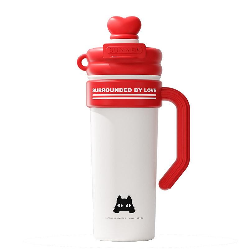 700ml Stainless Steel Insulated Tumbler With Straw Tea Infuser Handle Women Office Travel Outdoor Use
