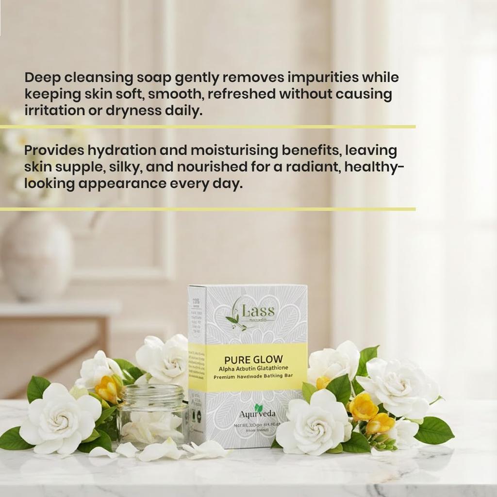 Pure Glow Alpha Arbutin & Glutathione Exfoliating Soap for Pigmentation & Dark Spots | Tan Removal, Brightening Underarms | Evens Skin Tone, pH B