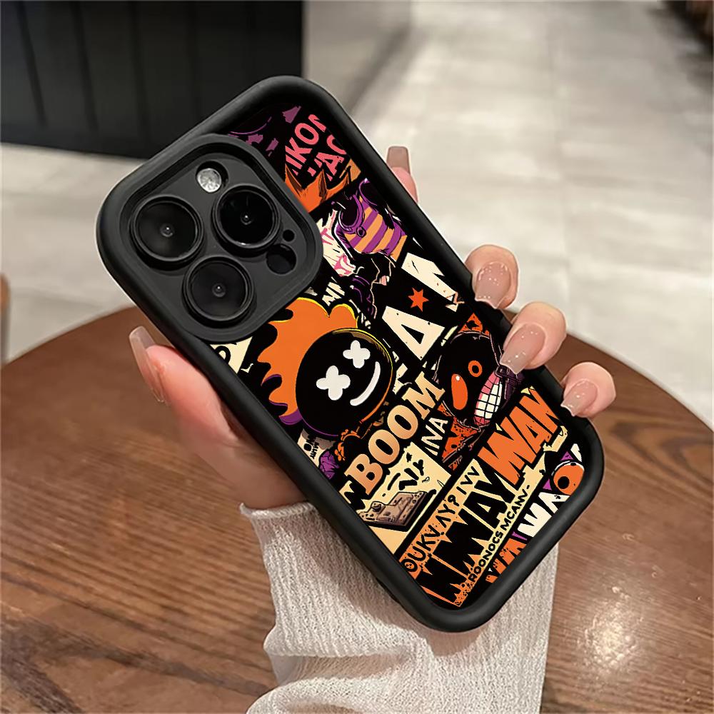 Fashion Graffiti Flame Punk Phone Case for iPhone 16 14 15 Pro Max 13 12 11 X XS XR 7 8 Plus SE 2022 Shockproof Protective Cover