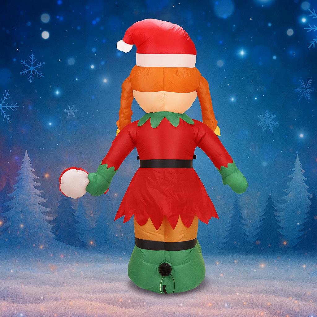 5.9FT Inflatable Decorations Cute Elf Girl Lollipop LED Light Xmas Ornament Home Christmas Festive Gifts Toy Xmas Yard Decor