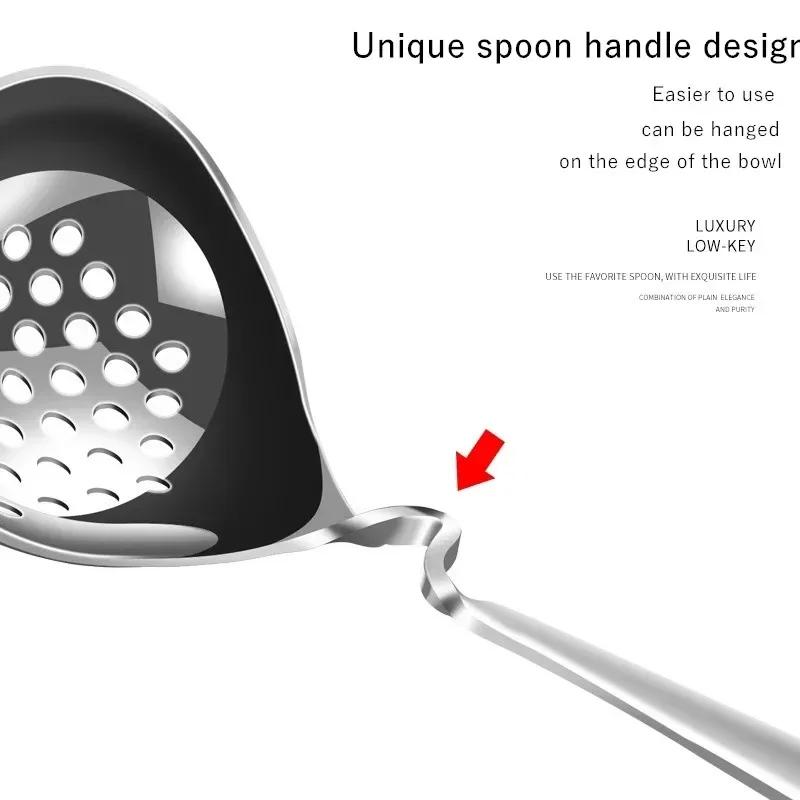 1pcs Stainless Steel Long Soup Spoon Colander Kitchen Utensils Tableware Deepen and Thicken The Long Handle of The Spoon