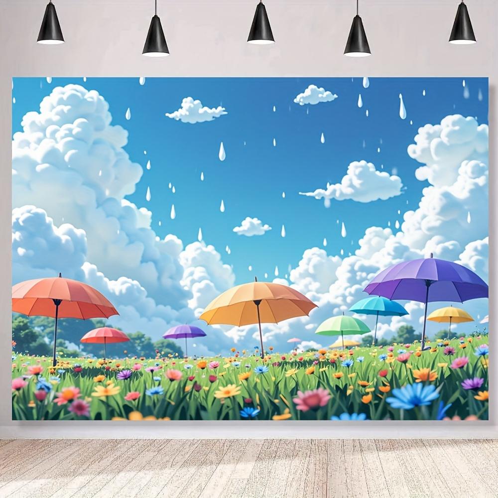 1 image - Rainy scene background picture, suitable for living room, bedroom, office, birthday celebration and home decoration
