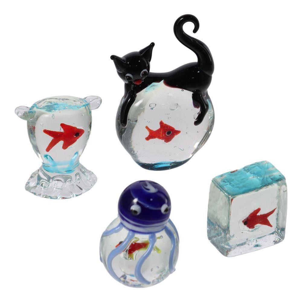 Home Decor Mini Pocket Fish Ornaments Living Room Desktop Glass Fish Black Cat Ornaments  Cute