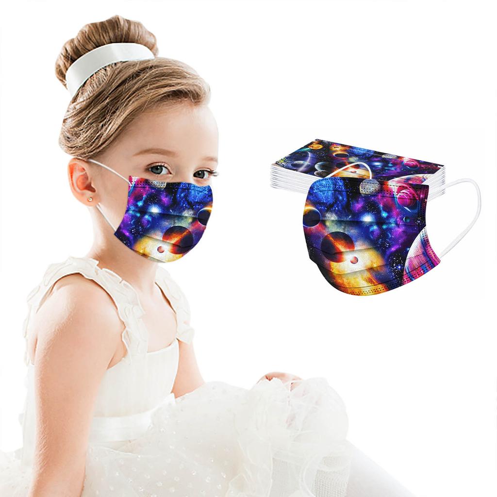 100PCS Children Three-Layer Protective Dust-Proof Cartoon Print Disposable Mask