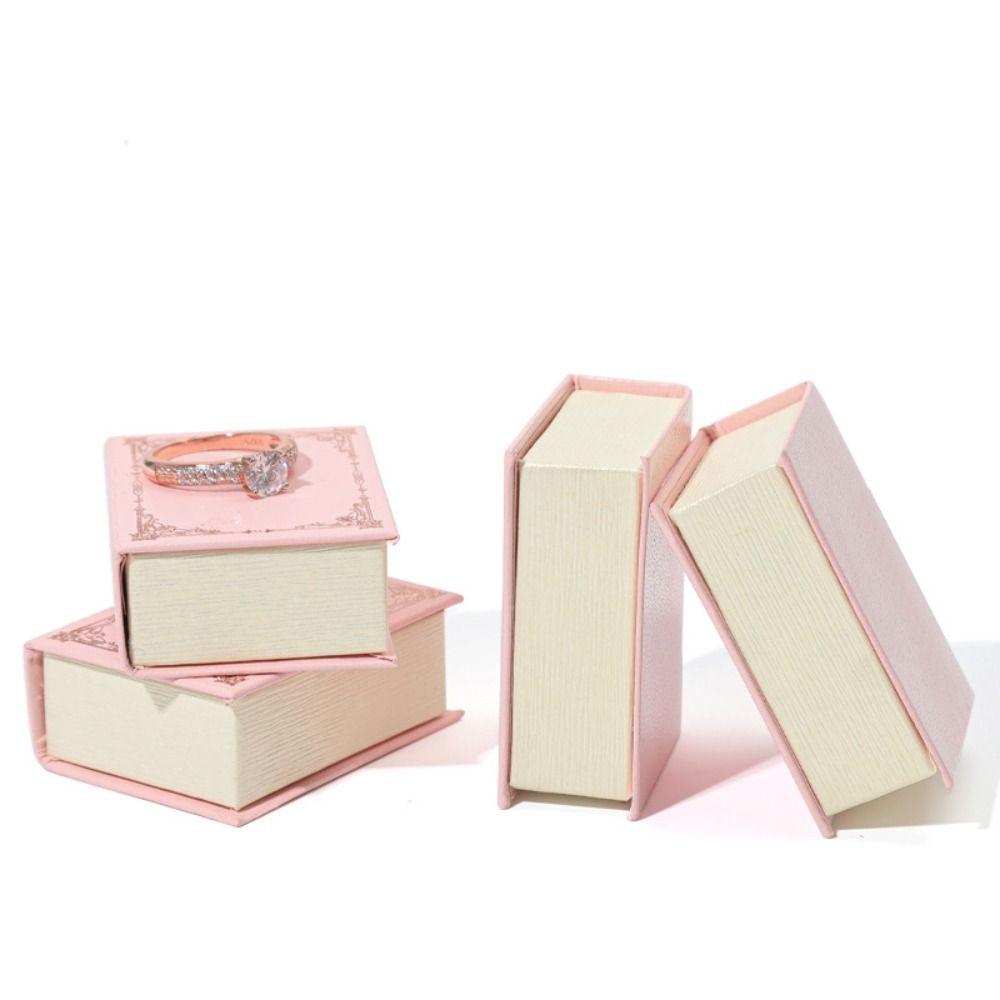 Creative Book Shape Ring Box Velvet Jewelry Packaging Refined Engagement Ring Case  Travel