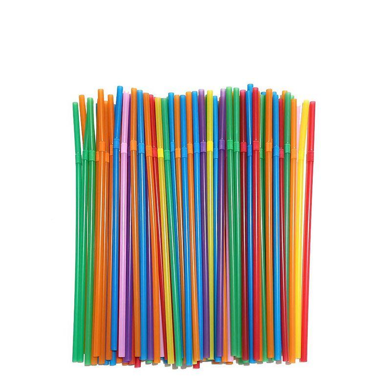 100Pcs Multicolor Plastic Straws Kitchen Beverage Disposable Drinking Straw Cocktail Rietjes Wedding Party Accessories
