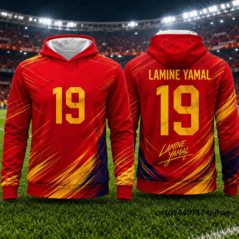 2026 Nauji Specialūs Yamal #19 Spausdinti Hoodies Vaikams Ruduo Ilgomis Rankovėmis Sportiniai Drabužiai Futbolo Puloveris Sportiniai Vaikams/Suaugusiems Viršutiniai Drabužiai