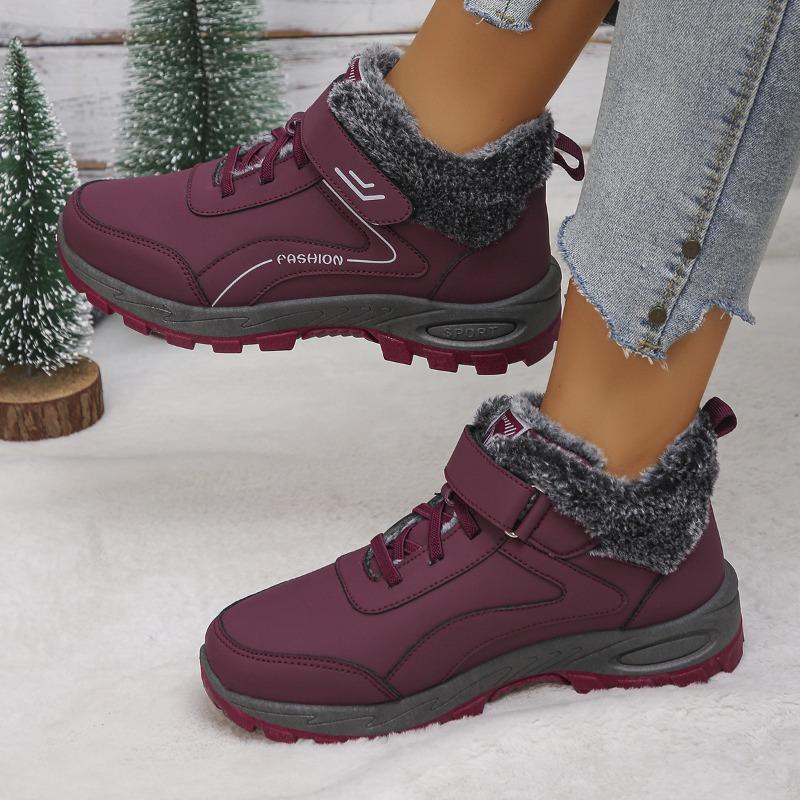 New Winter Cotton Shoes Women's Thickened Long-haired Piled Warm Women's Snow Boots Cold-resistant Outdoor Large-size Women's Shoes