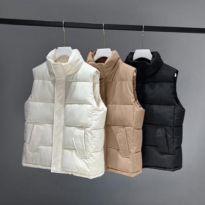 Autumn and Winter New Vest Women's Loose Stand-up Collar Down Cotton Vest Cotton Vest Warm Vest Outer Wear