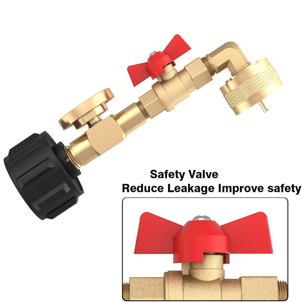Quick Connecting Propanes Adapter Metal Conversion Fitting with Gauge for Portable Grills Accessories Metal Texture