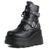 Fashion New Women's Pu Leather Ankle Boots Women Autumn Winter Round Toe Lace Up Shoes Woman Motorcycle Platform Botas Gothic Shoes