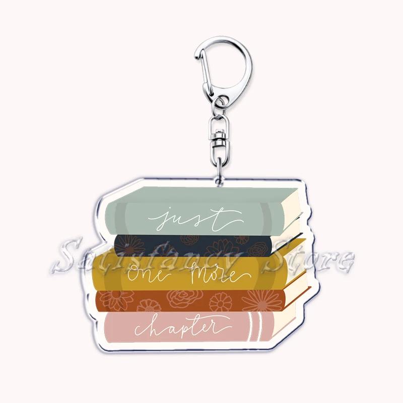 Pastel I Heart Flowery Books Keychains Ring for Accessories Bag Pendant Key Chain Keyring Jewelry Fans Lovers Gifts