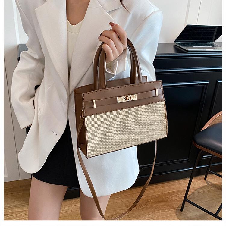 New Women Color Block Handbag Fashion Texture Crossbody Shoulder Commuter Bag CLE