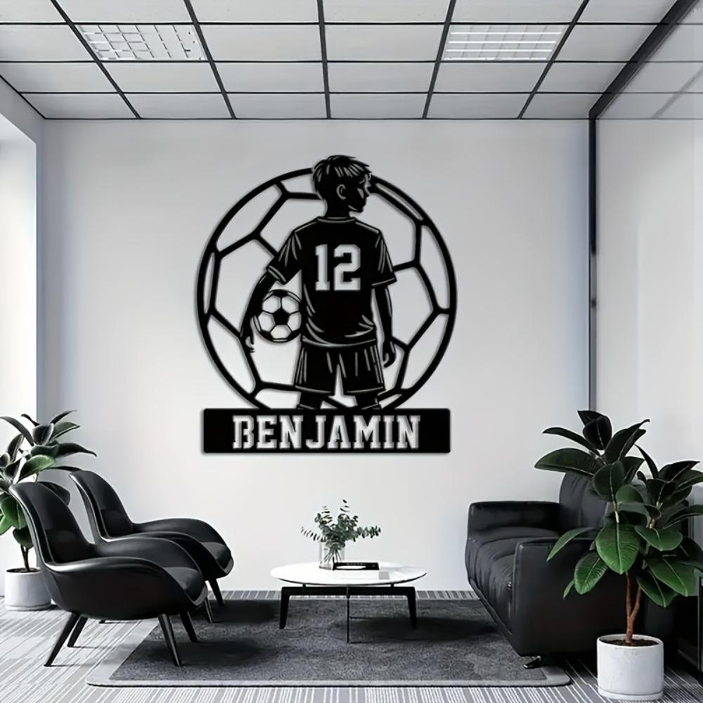 Cartello Nome Calciatore in Metallo Personalizzato Decorazione Personalizzata per Porta e Parete Regalo per la Stanza dei Ragazzi
