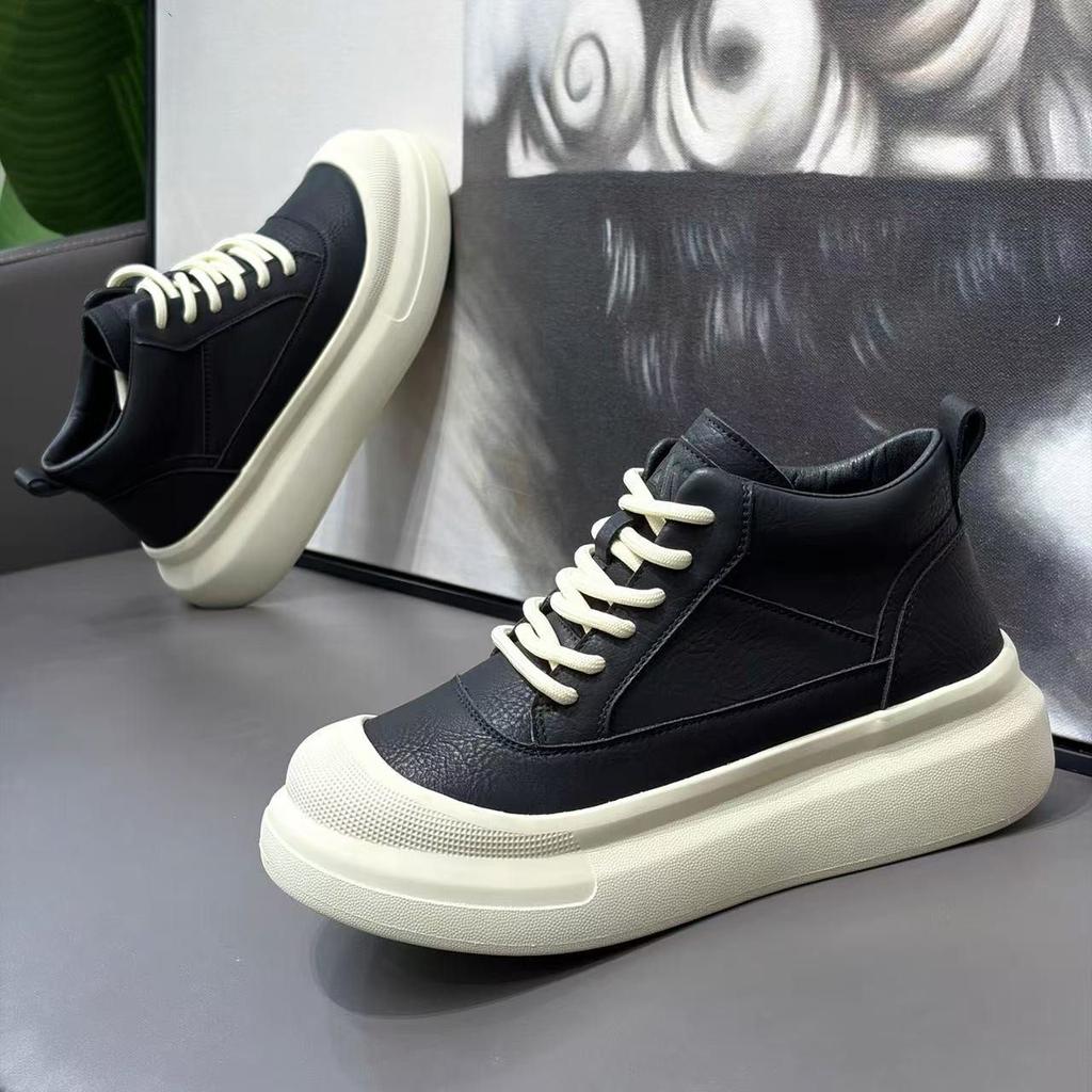 High-top Shoes Winter Retro Casual Mid-top Board Shoes Youth Sports Thick-soled Inner Height-increasing Big Head Shoes
