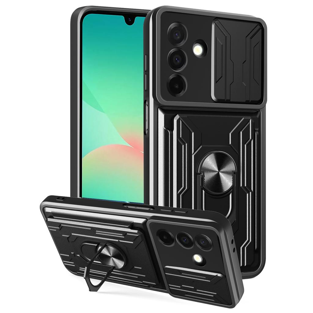 For Samsung Galaxy A26 5G Case PC+TPU Kickstand Phone Back Cover with Camera Slider