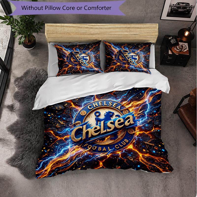 Set Biancheria da Letto Chelsea FC Modello 3 Pezzi Morbida Copripiumino in Microfibra con Federe per Camera da Letto
