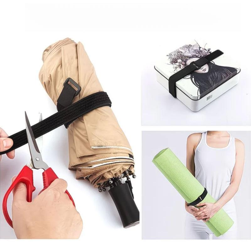 1 PC Self-adhesive Hook Ring Belt, Reusable Nylon Cable Clips, Adjustable Fastening Belt with Snaps, 25 Plastic Clips Included