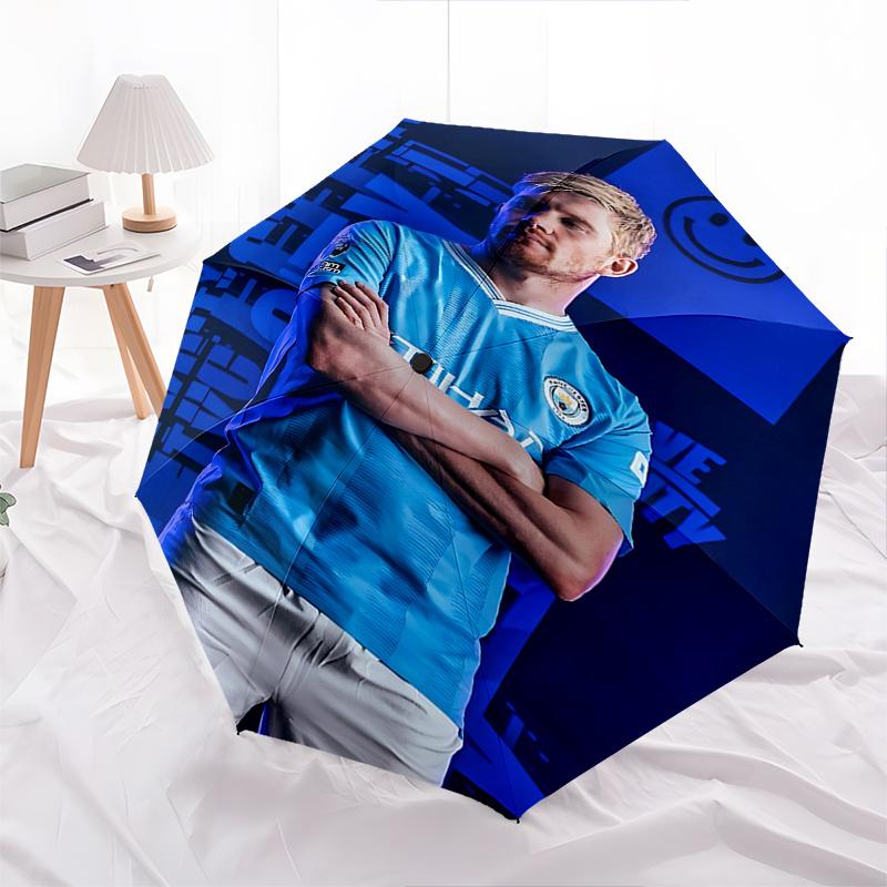 Manchester City, Soccer Player Automatic Opening and Closing Umbrella, Compact Travel Umbrella, Lightweight and Portable, Suitable for Beach