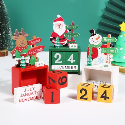 Adventskalender aus Holz Weihnachtsmann Schneemann DIY für Tischdekorationen Festliche Feiertags-Heimdekoration Weihnachtsgeschenke für Kinder