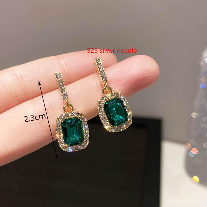 Cercei lungi cu cristale verzi pentru femei, cu pandantive în formă de floare, imitație zirconiu, cercei cu frunze metalice, cadou pentru petrecere