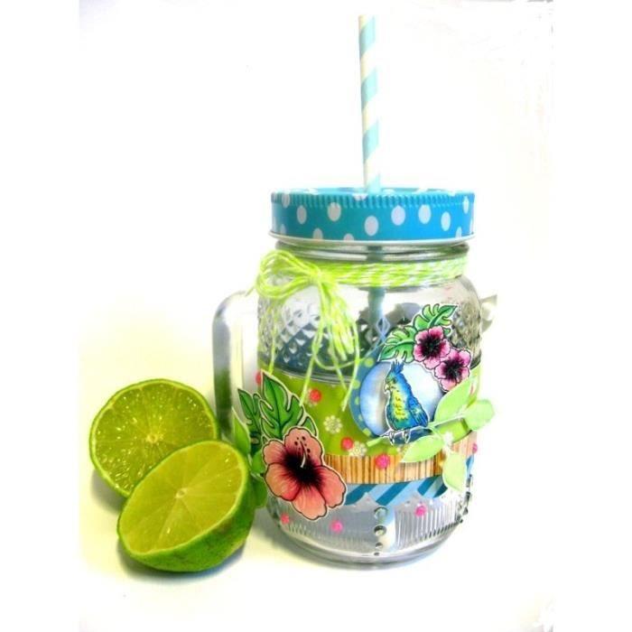 Glass Jar - Graine Créative - My Little Creative Jars - 473 Ml - Handle - Arabesque Patterns