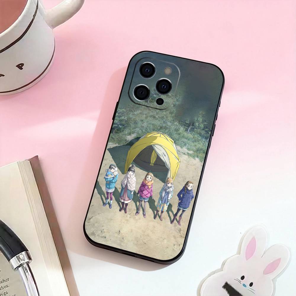 Y-Yuru C-Camp Anime  Phone Case For iPhone 17,16,15,14,13,12,11 Plus,Pro Max,Soft Silicone Black Cover