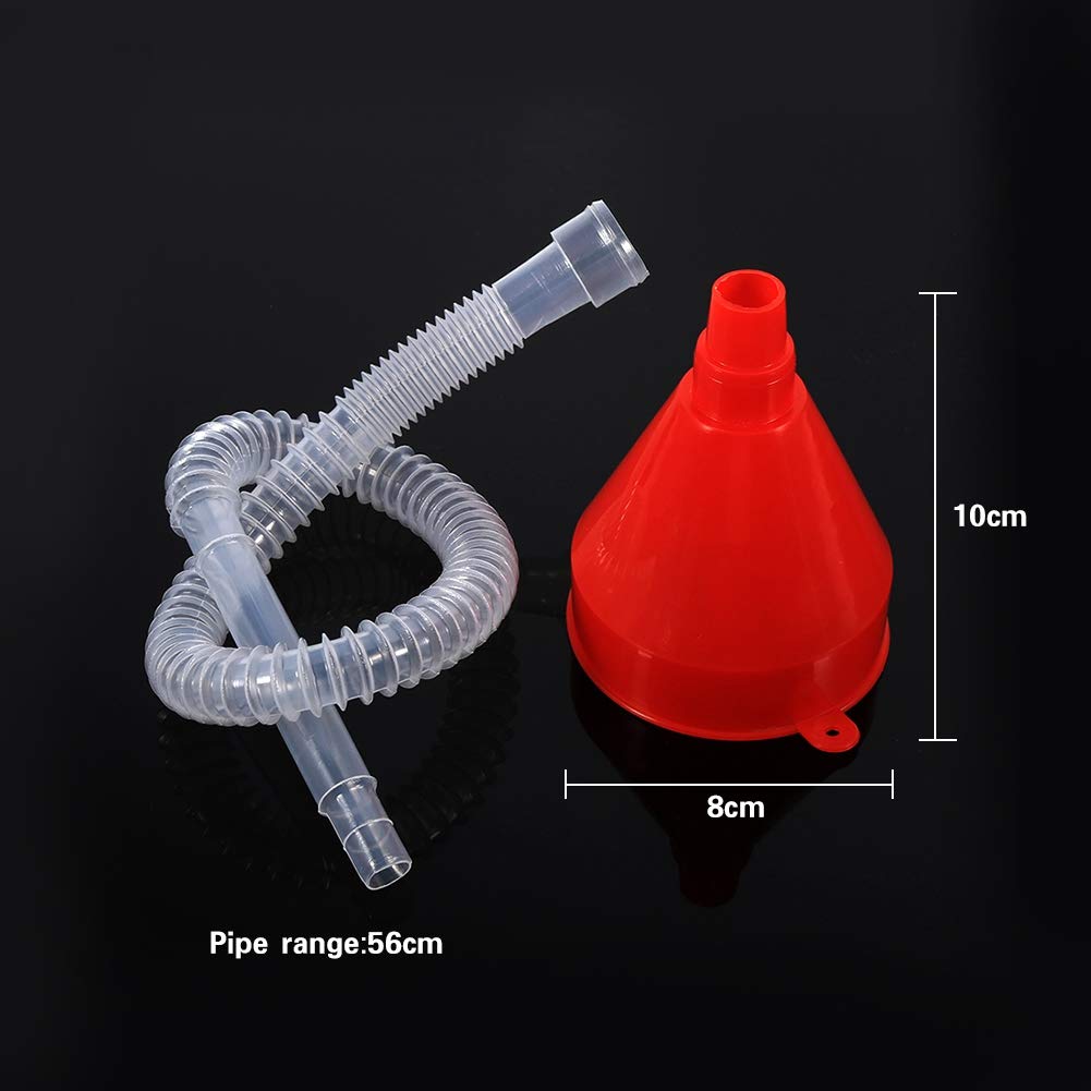 Gorgeri Funnel with Hose, Universal Car and Motorcycle Plastic Filled Funnel Lubricating Tool with Clear Soft Pipe Spout (Gasoline, Diesel)
