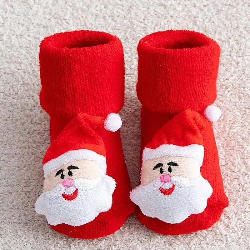 Kinder Kindersocken für Mädchen Jungen Verdicken Druck Baumwolle Kleinkinder Baby Weihnachtssocken für Neugeborene Säugling Kurze Socken