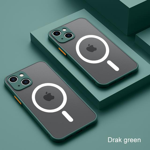 

Прозрачный матовый защитный чехол для Magsafe, магнитный чехол для Iphone 14 13 12 Pro Plus Max Mini с беспроводной зарядкой, жесткий ПК Defender Funda For iPhone 13 Pro