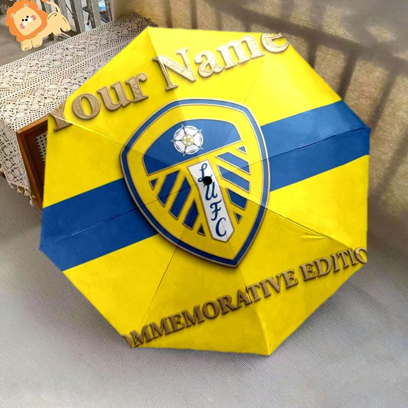 1 PC Automatic Folding Umbrella - Leeds United Custom Name Pattern, Portable & Foldable Design with 8 Ribs, Christmas Birthday Gifts