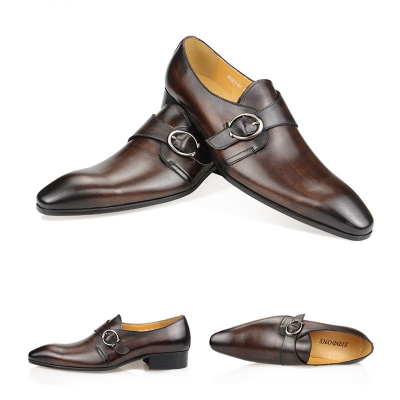 Móda Populární Pánské Kožené Boty Pohodlné Mokasíny Ležérní Denní Kancelářské Boty Zdobí Spona Ručně Vyráběné Špičaté Pánská Obuv