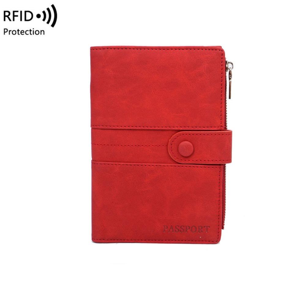 

Card Holder PU Passport Bag Purse Card Storage Bag Portable Passport Clip Men красный